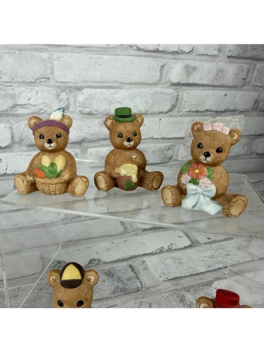 1HOMCO #1413 Incomplete 11 Holidays Seasons Calendar Bears Figurines Vintage
